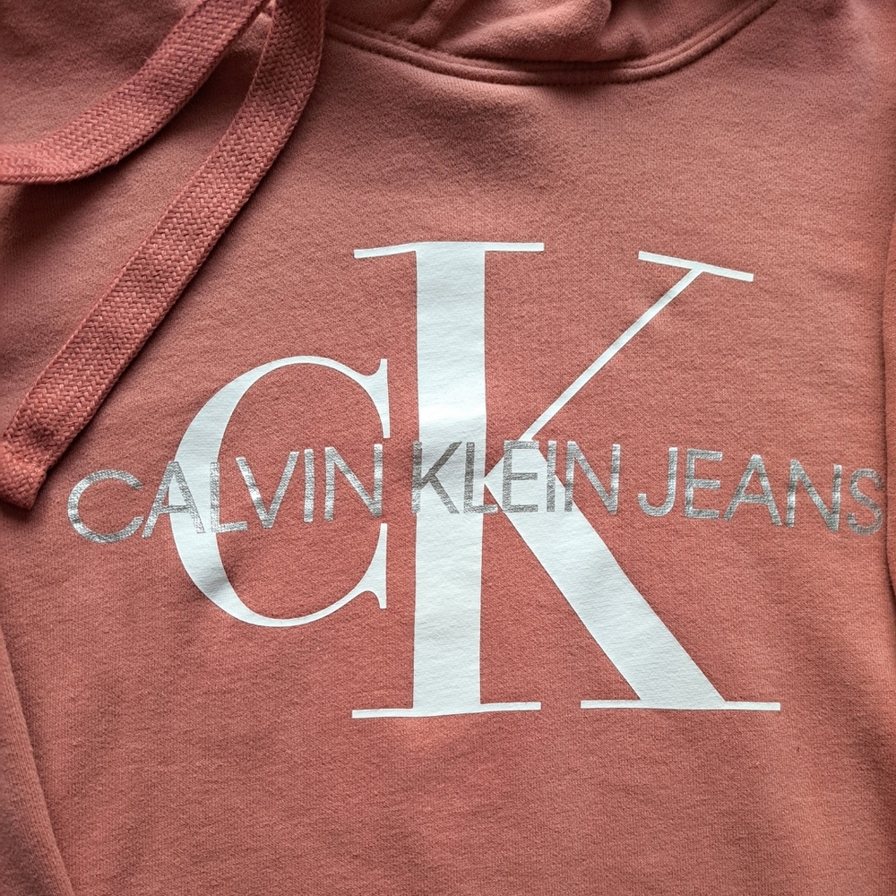 🛍 CALVIN KLEIN Dark Peach Hoodie Dress, M - Picture 3 of 6